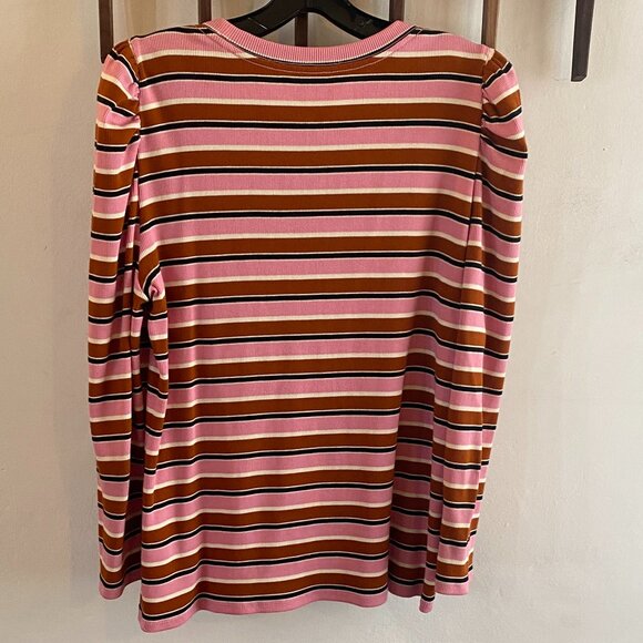 VERONICA BEARD Britney Puff-Sleeve Striped Top - Picture 2 of 7